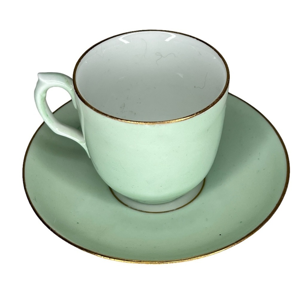 Vintage Haviland Green Teacup and Saucer